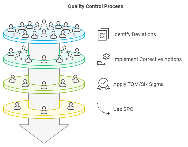 Example of control charts used in Statistical Process Control (SPC) to track quality consistency.